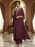 Zari Embroidered Neck Flared Kaftan with Trouser