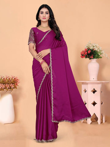 Varanga Embellished Embroidered Silk Blend Heavy Work Saree