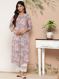 varanga women pink teal floral printed floral kurta