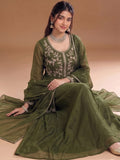 Varanga Green Embroidered Palazzos With Dupatta | Poly Georgette | Festive