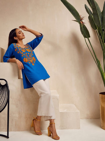 Kashmiri Embroidered Short Kurti