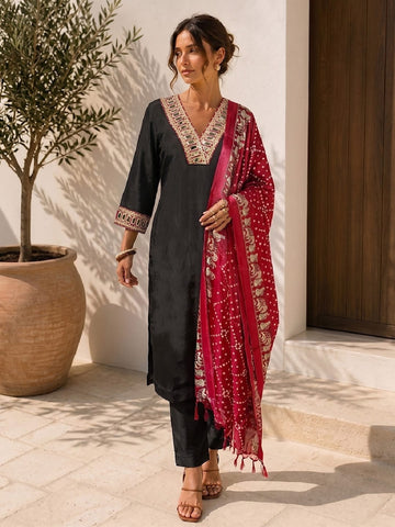 The Midnight Mirror-Work Women's Kurta set