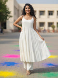 Trendy Lurex kurta Set in Off-White
