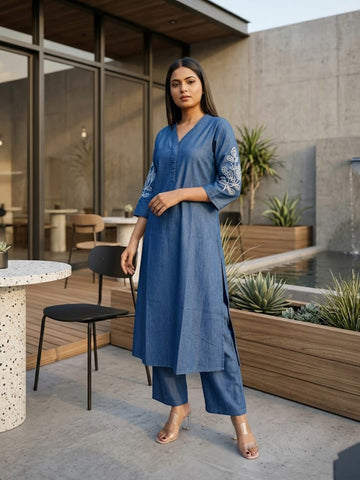 Sophisticated & Stylish Kurta Set in Denim