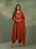 Rust Embroidered Ethnic Suit Set
