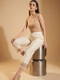 Varanga Women Varanga Off White Silk Organza Zari Embellished Trousers