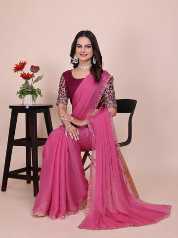 Varanga Embellished Embroidered Poly Chiffon Saree