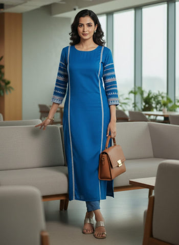 Blue Embroidered Kurta Set