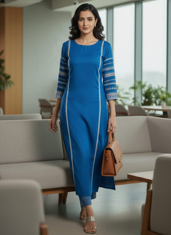 Blue Embroidered Kurta Set