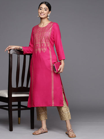 varanga women pink ethnic motifs printed kurta