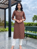 Varanga Women Maroon And Blue Bandez Printed Straight Kurta