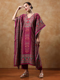 Varanga Women-Gota Detailed Ethnic Floral Printed Kaftan & Trouser