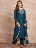 Kurta With Zari Embroidery, Teamed With Trousers And Paired With Dupatta