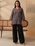 Women's Black & Rust Ajrakh Print Short Kurti
