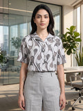 Grey Coloured Short Sleeves Shirt Collar Top
