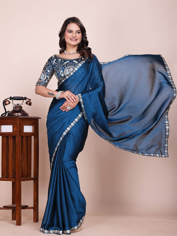 Varanga Embroidered Silk Blend Designer Saree
