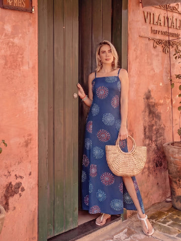 Varanga Blue Colored Women Summer Dress