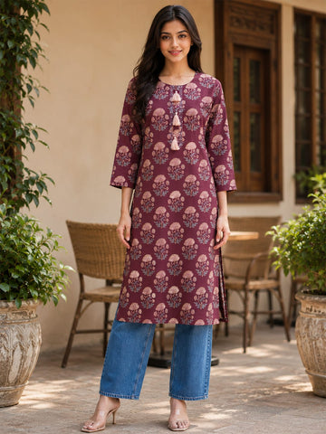 Mulberry Meadow Tassel Kurti Women's Kurta