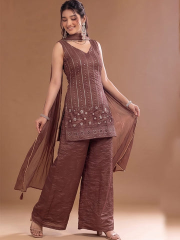 Varanga Embroidered Kurta With Dupatta | Poly Georgette | Festive