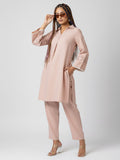 Varanga Women Peach Thread Embroidered Co-Ord Set