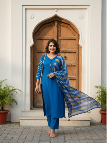 The Multi-Stripe Edit Kurta Set with Dupatta