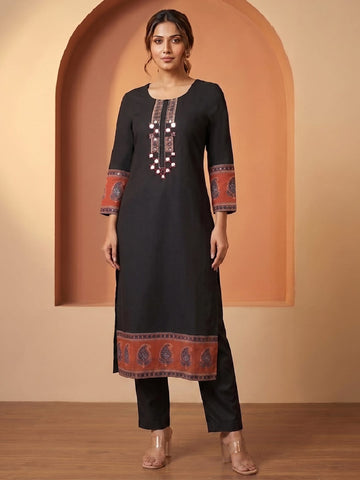 The Midnight Ajrakh-Edge Women's kurta
