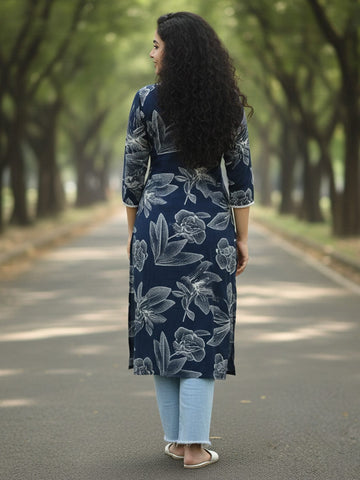 Varanga The Navy Night-Garden Kurta