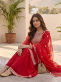 Zari Work Kurta With Sharara And Dupatta