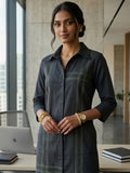 Button-Down Black  Kurta