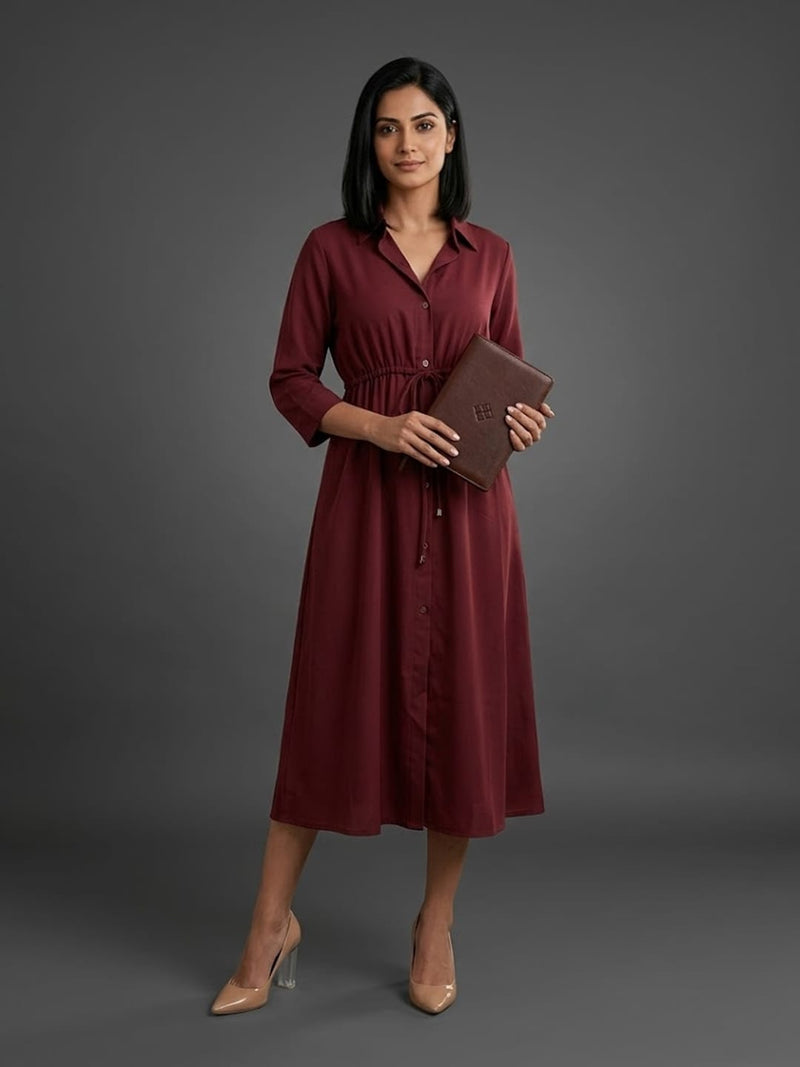 Varanga Maroon Colored Women Summer Dress