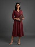 Varanga Maroon Colored Women Summer Dress