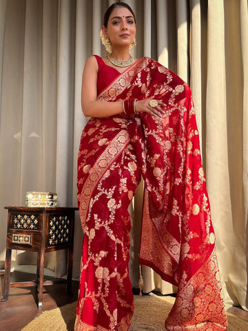 Ethnic Motifs Silk Cotton Handloom Banarasi Saree