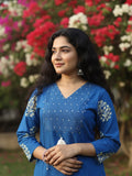 Varanga Ethnic Blue and White Printed Straight Kurta