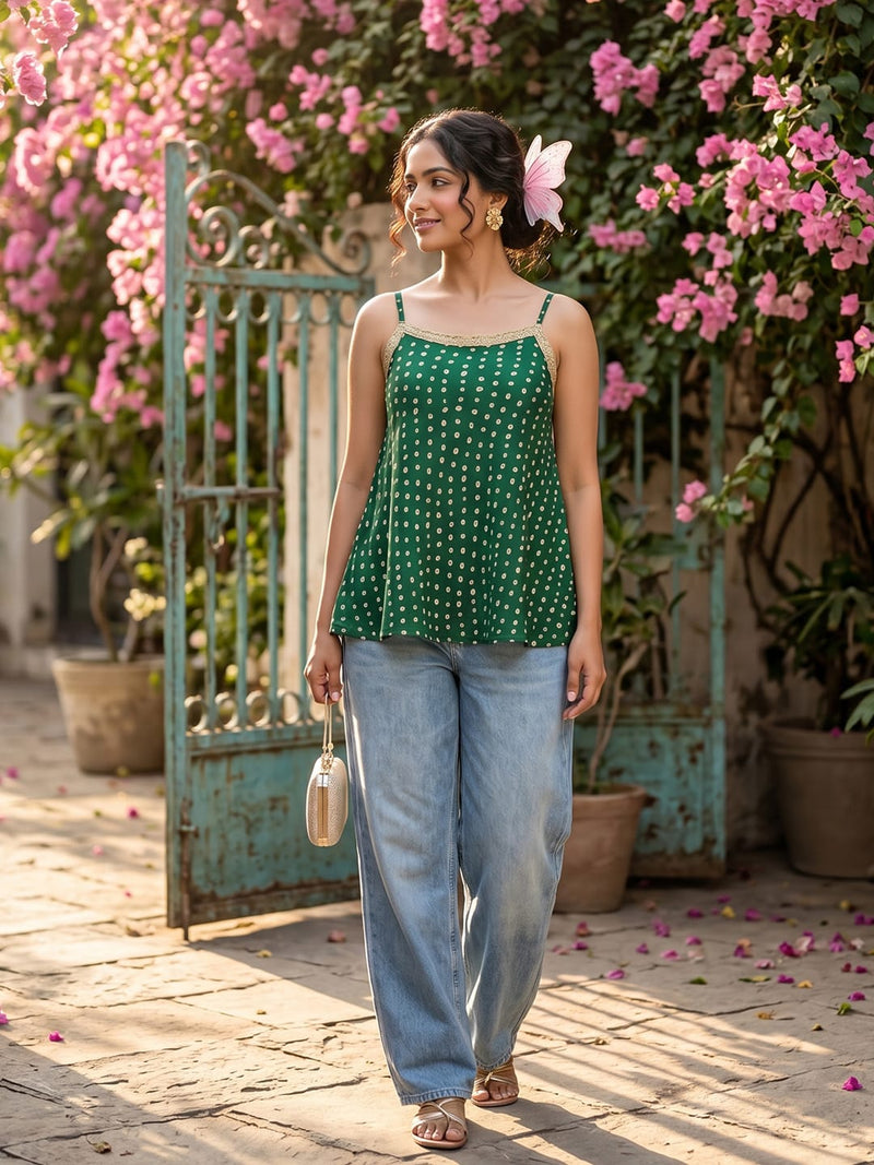 Varanga Strappy Top with Flared Hem