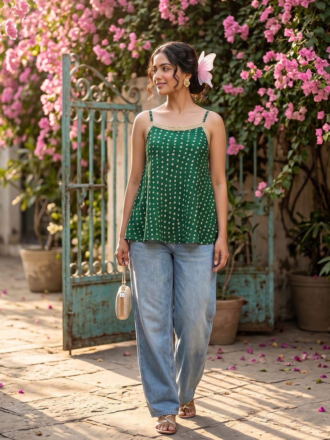 Varanga Strappy Top with Flared Hem