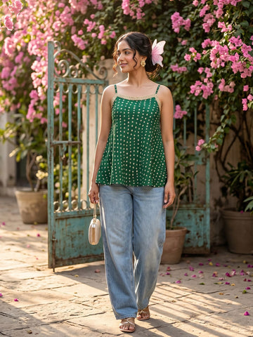 Varanga Strappy Top with Flared Hem