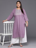 Varanga Women Mauve & Off White Ethnic Motifs Printed Gotta Patti Kurta