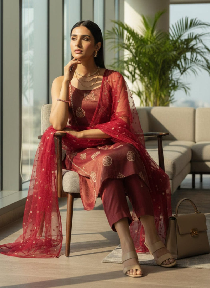 Varanga Women Regular Kurta with Trousers & With Dupatta