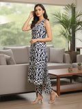 Varanga Women Blue Ikat Printed Straight Kurta With Bottom