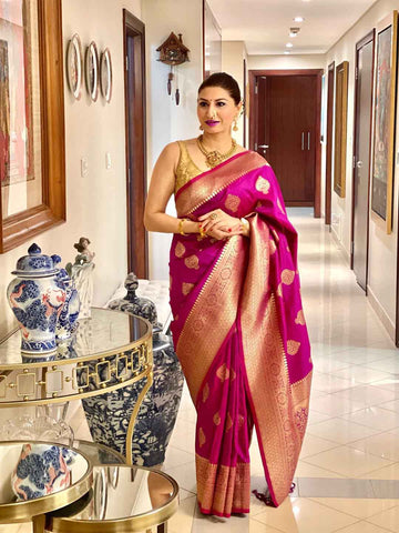 Ethnic Motifs Silk Cotton Handloom Banarasi Saree