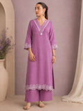 Mauve Floral Cut-Work Kurta Set