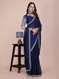 Varanga Ethnic Motifs Embroidered Silk Blend Heavy Work Saree