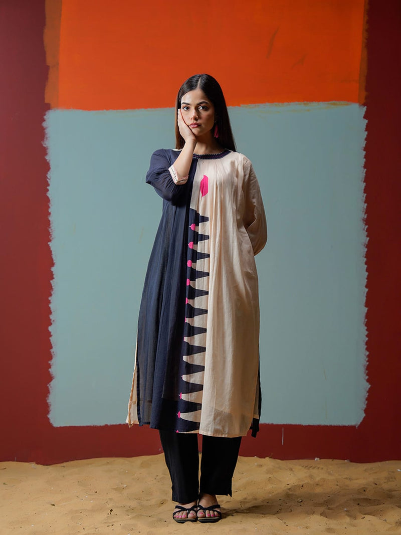 Two-Tone Flare Kurta Set