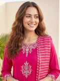 Varanga Women Kurta Adorned With Thread Embroidery With Trousers And Dupatta Featuring Lurex