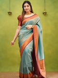 Ethnic Motifs Silk Cotton Handloom Banarasi Saree