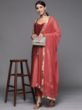 varanga women maroon embroidered straight kurta round neck with side slits