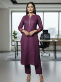 Varanga Women Mandarin Collar Thread Embroidered With Pleate Deatialing Kurta Paired With Bottom