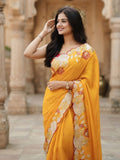 chiffon saree with embroidered border
