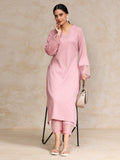 Varanga Women Pink Straight Kurta Paired With Tonal Bottom