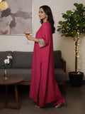 Zari Embroidered Lace Neck Flared Kaftan with Trouser